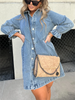 Denim Knoopsluiting Mini Jurk