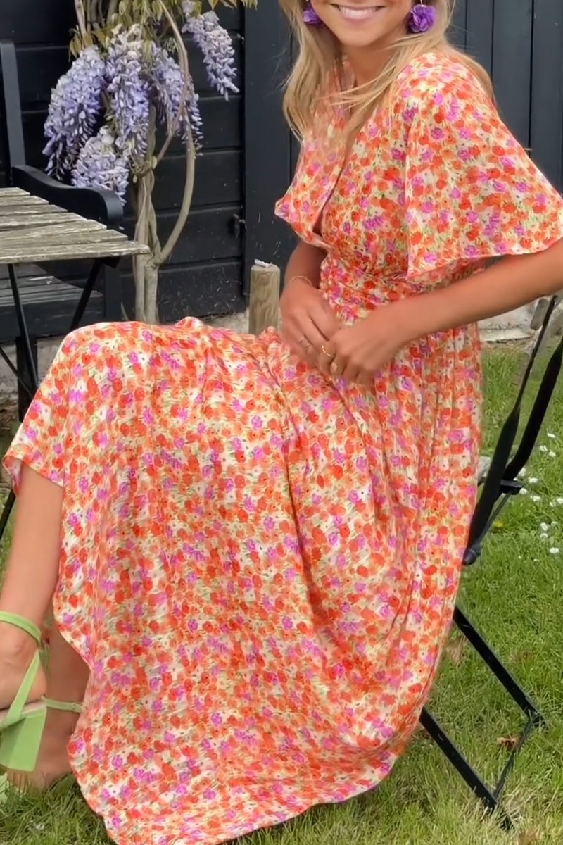 Bloemen V-hals Maxi Jurk