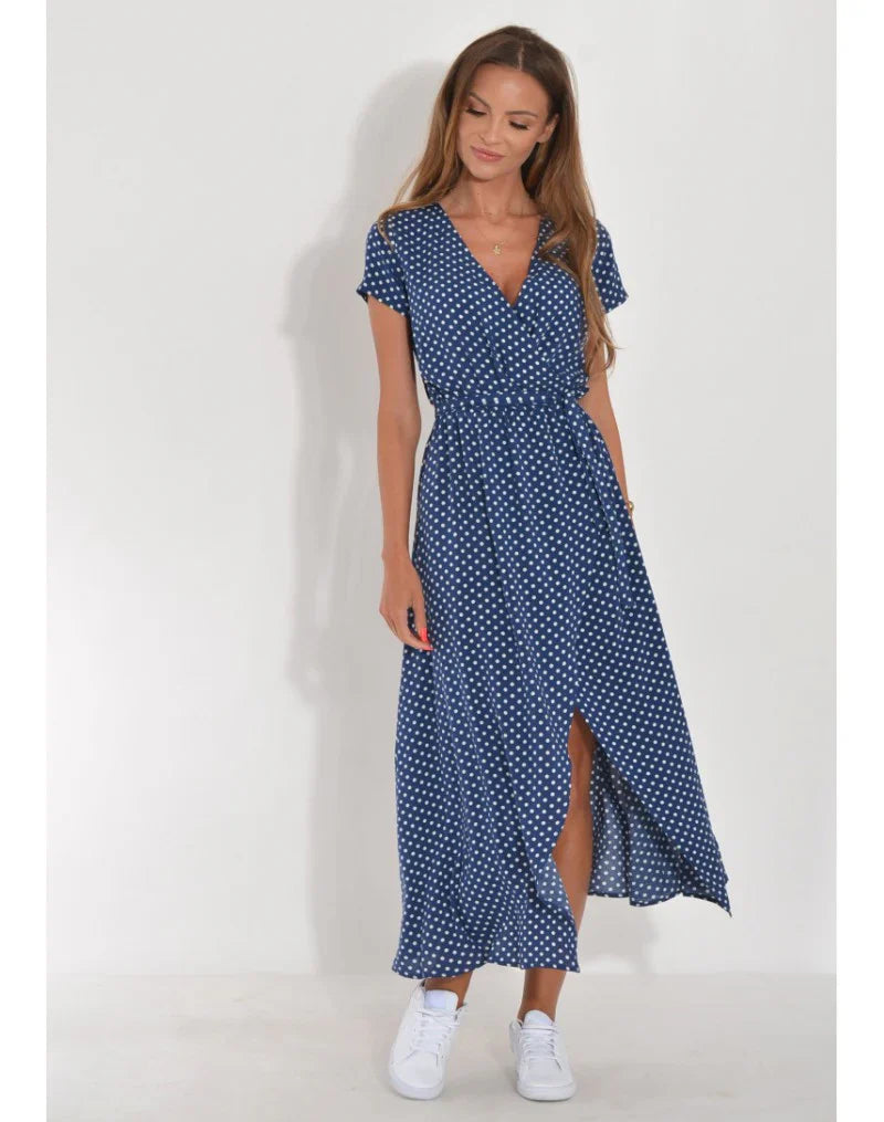 Maxi jurk met overslag en bloemenprint