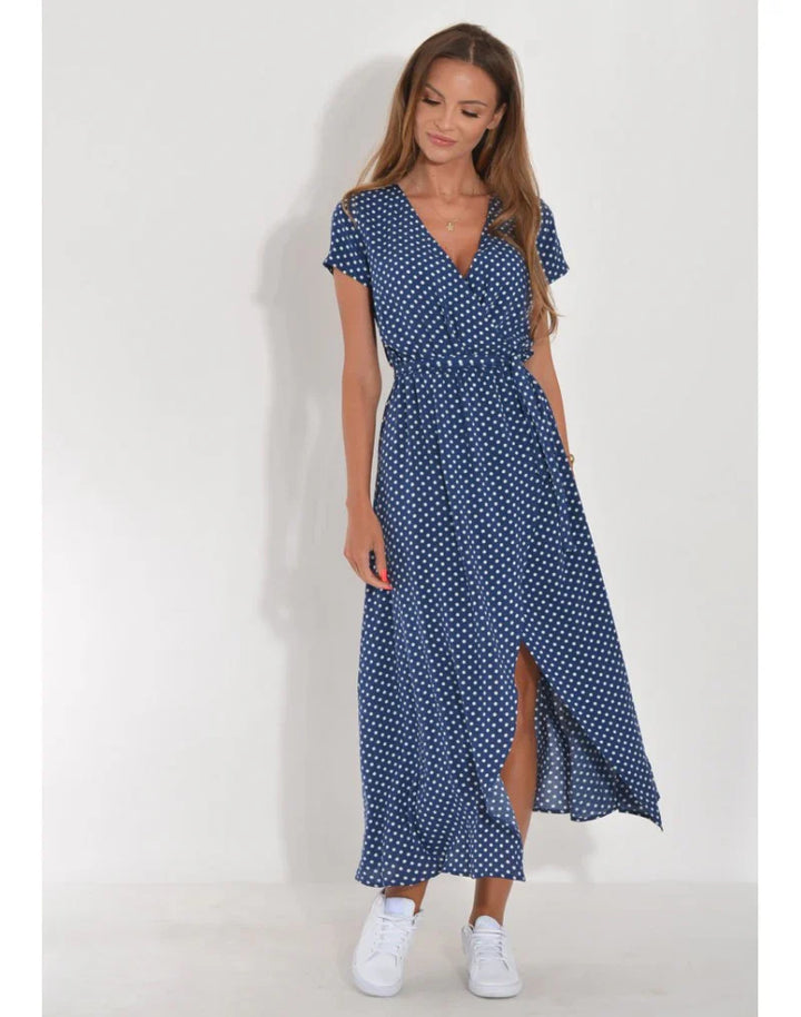 Maxi jurk met overslag en bloemenprint