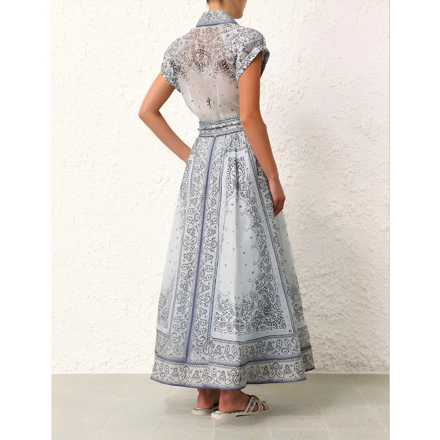 Linde - Gedetailleerde Print Maxi Jurk