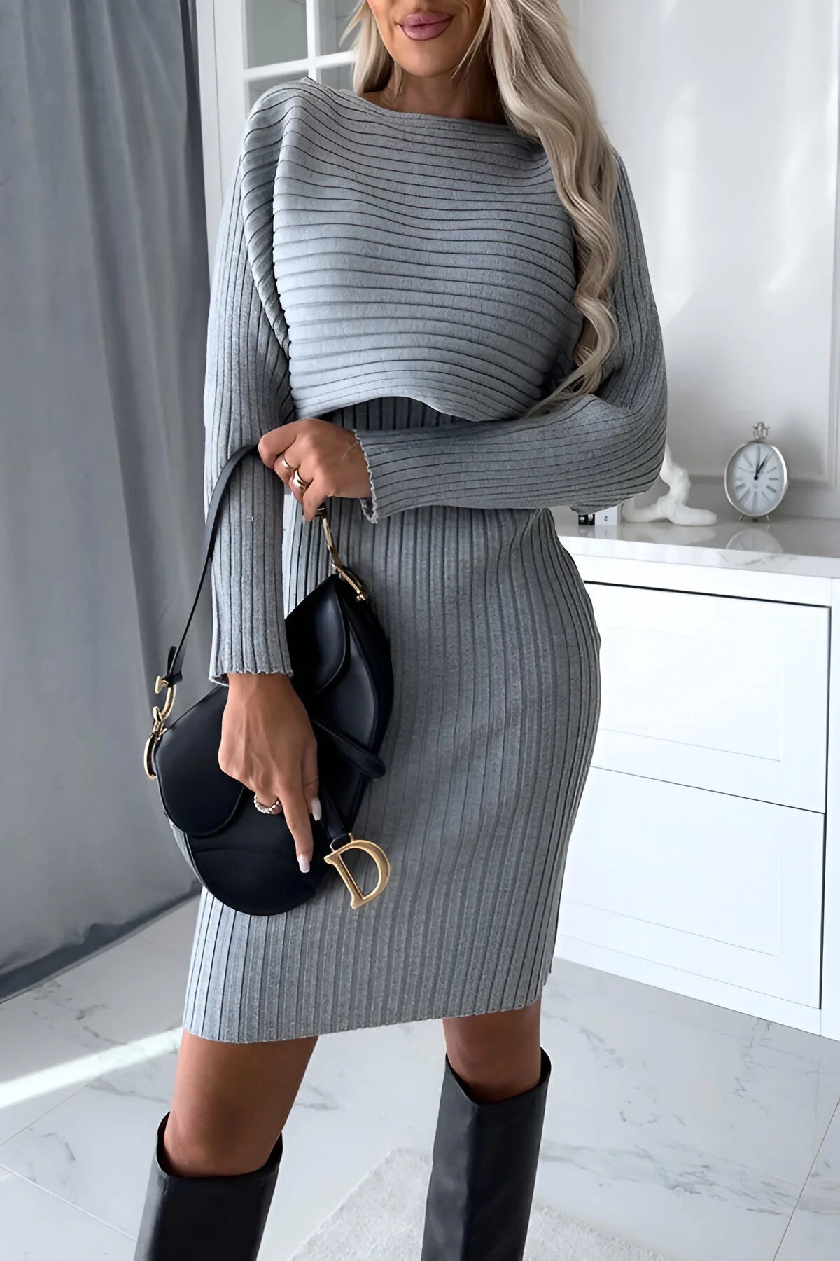 Kourtney - Ribgebreide Bodycon Set