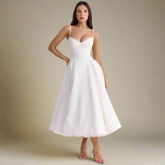 Mouwloze midi-jurk met open rug
