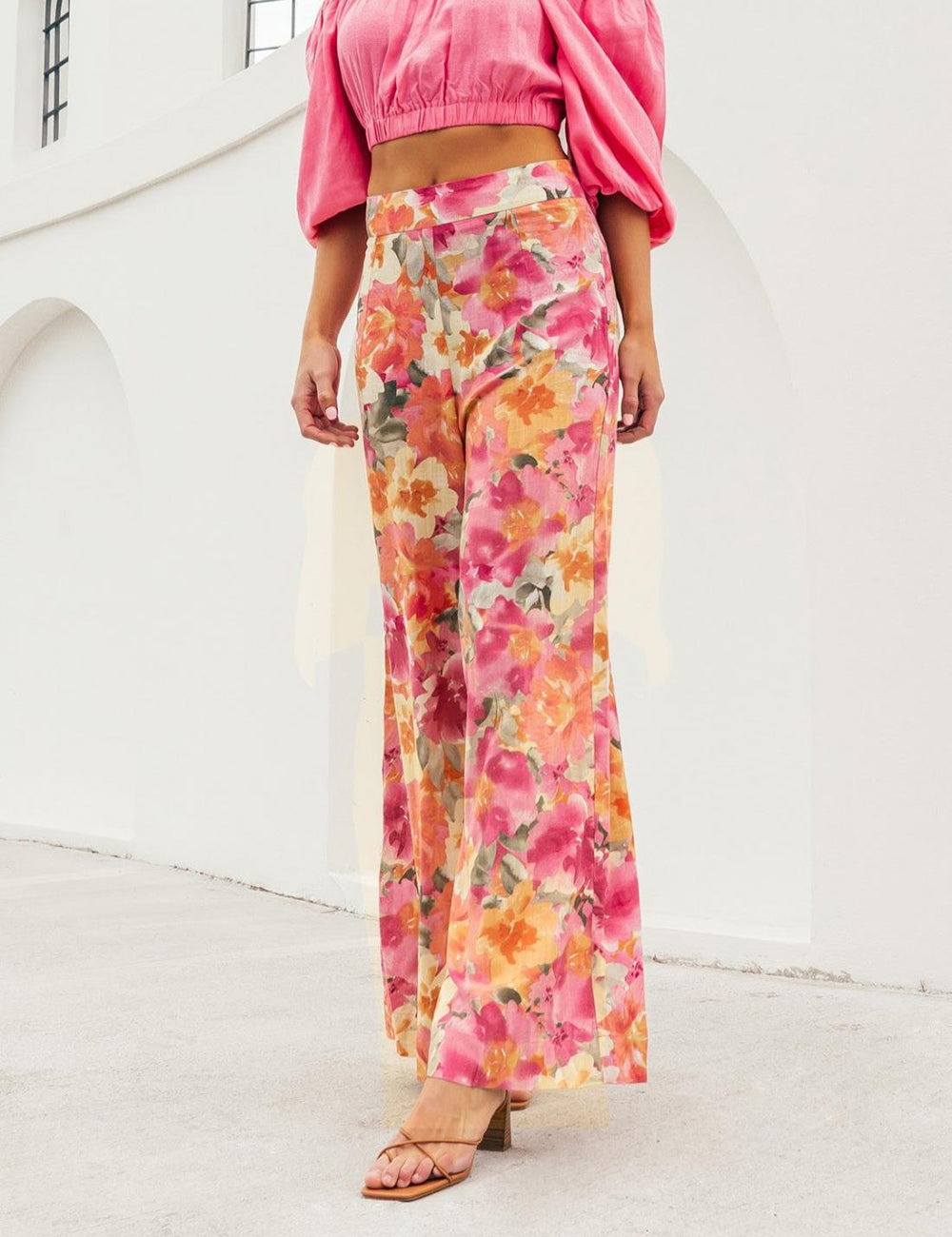 Wijde pantalon met bloemenprint