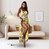 Citroenprint Maxi Zomerjurk met Split