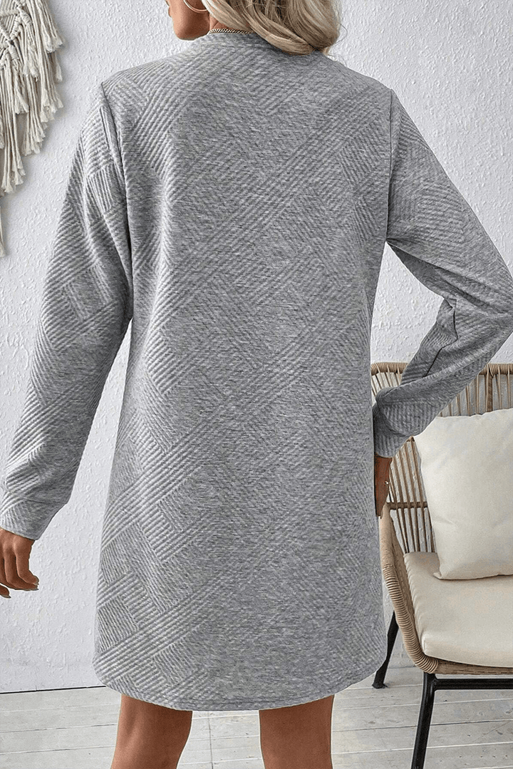 Jurk met Textuur en Lange Mouwen