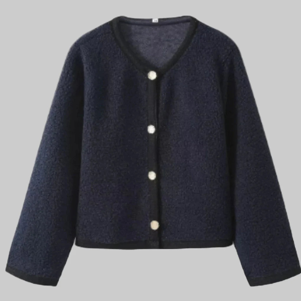 Dames vest met knoopjes – Zachte laag met opvallende textuur